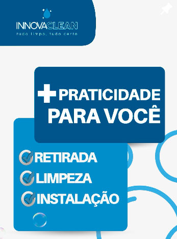 print de uma foto tirada do feed do instagram da empresa , com os dizeres: praticidade para você, retirada, limpeza e instalação.
